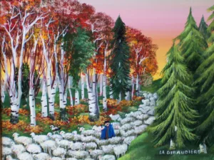 Peinture naïf Mady de la Giraudière - La transhumance