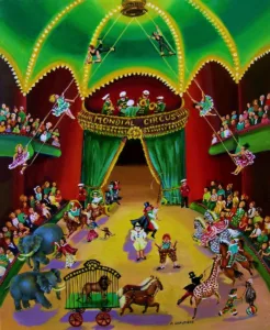 Peinture naïf Mady de la Giraudière - Le Cirque