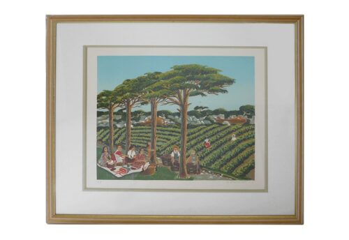 Lithographie Le repas des vendanges - Chin Meng