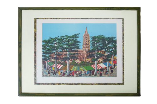 Lithographie Saint Sernin à Toulouse - Chin Meng