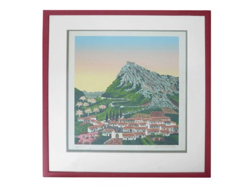 Lithographie Montségur au printemps- Chin Meng