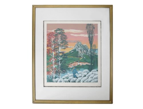 Lithographie Montségur en Automne - Chin Meng